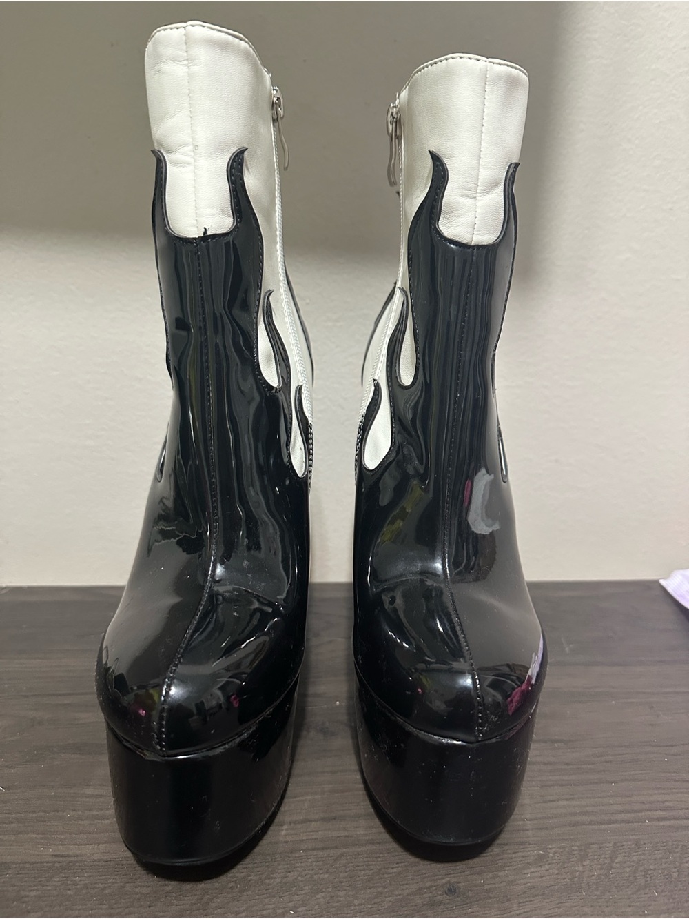 Black and White Platform Ankle Boots - Women's Fashion Boots